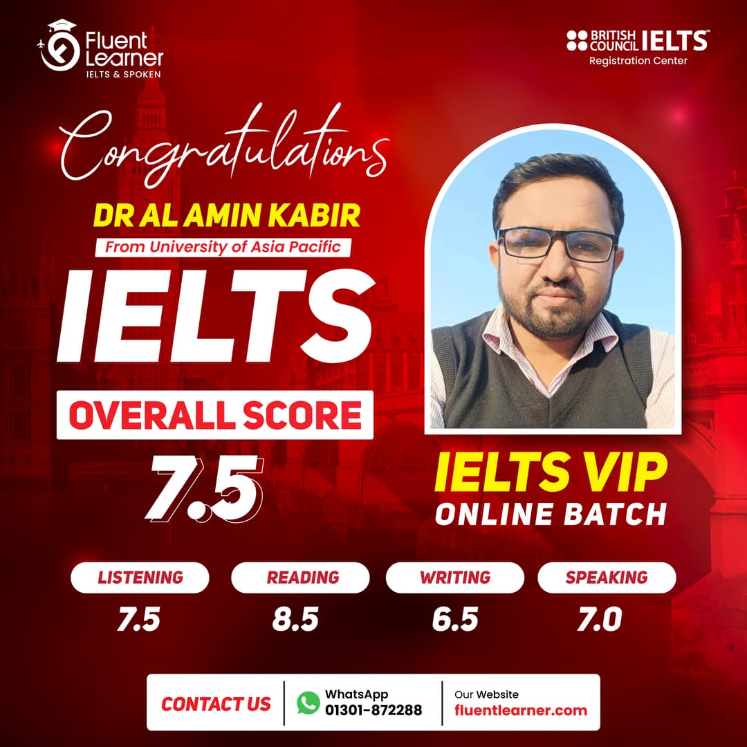 Dr Al Amin Kabir's IELTS result