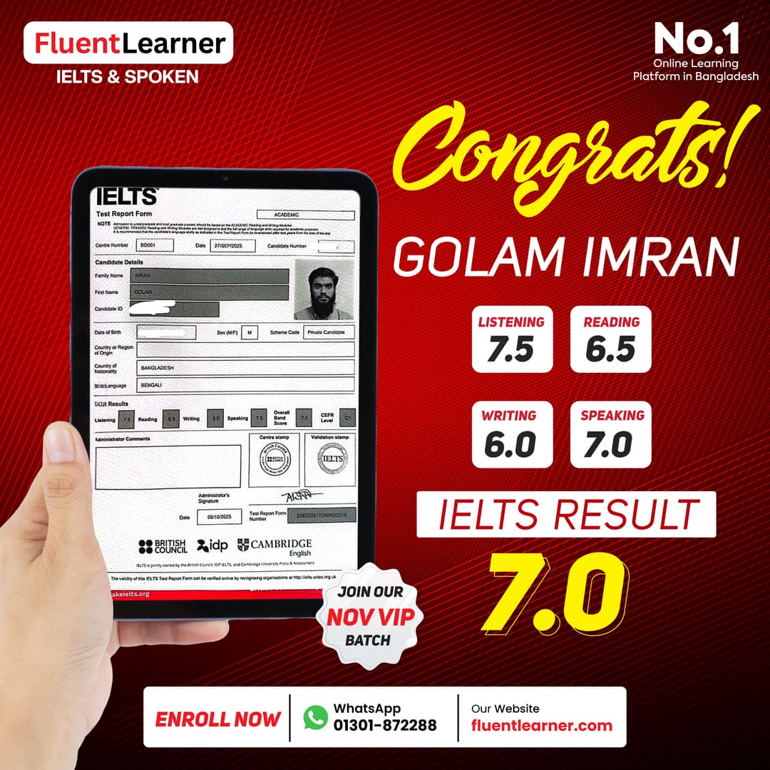 Golam Imran's IELTS result